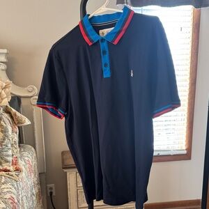 Original Penguin Dark Blue Polo with Red and Light Blue Trim